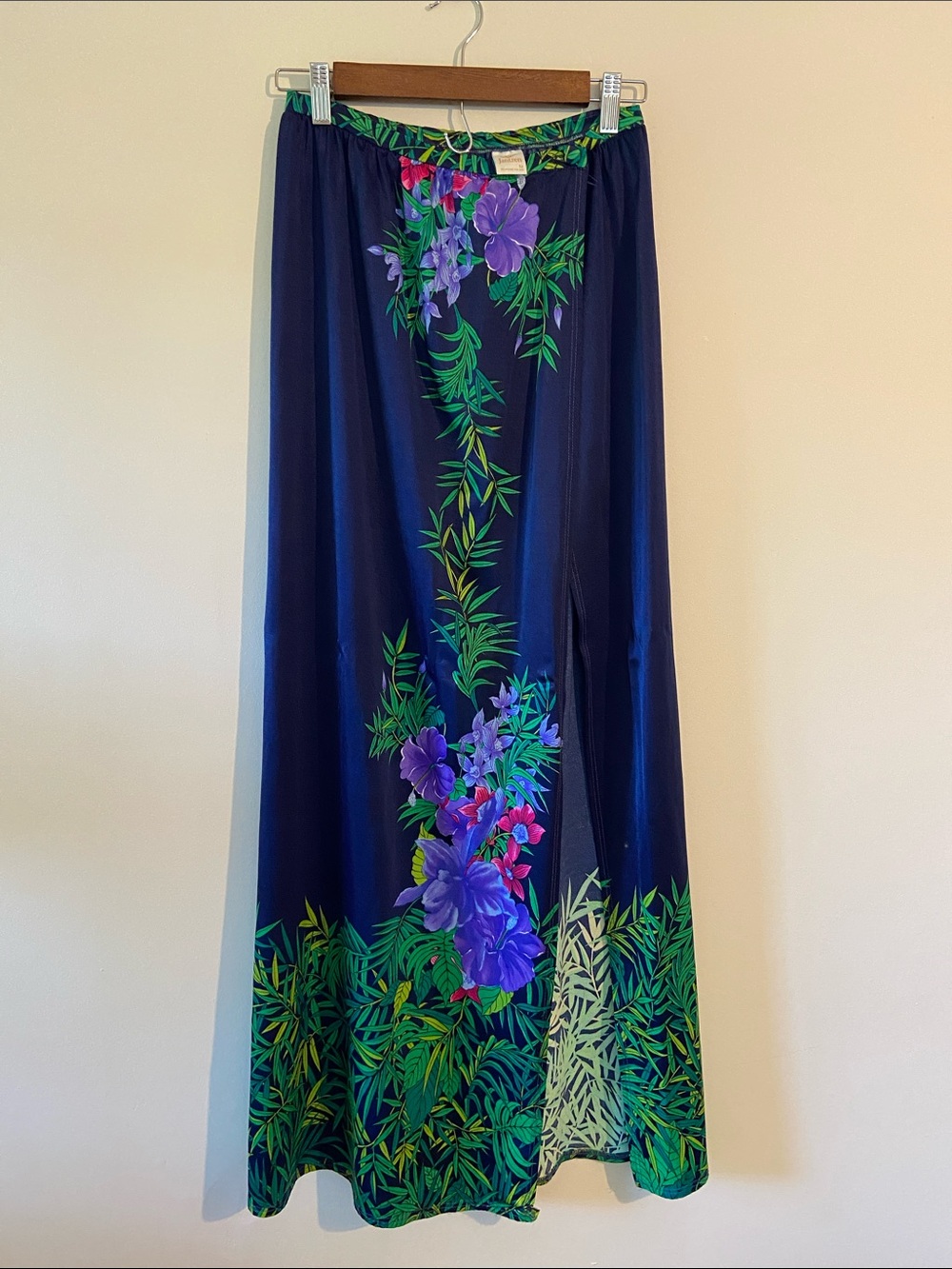 Jantzen Navy Floral Swim Sarong with Purple & Green Print
